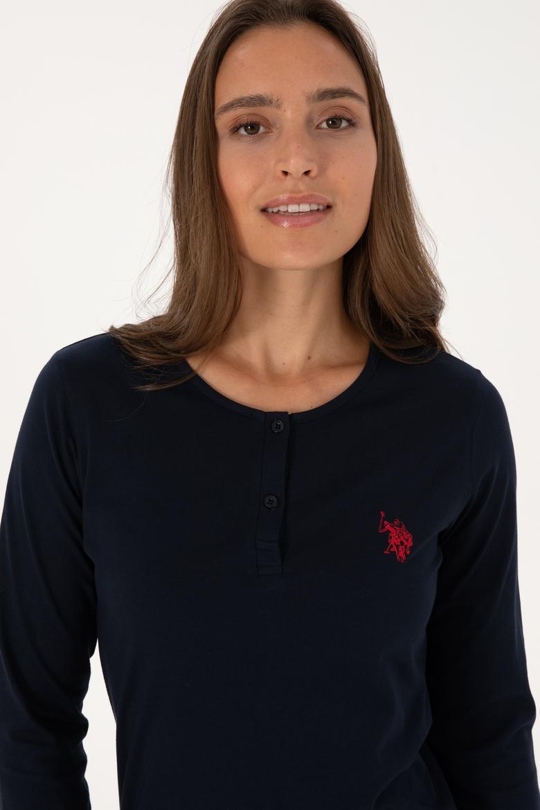 Kadın Lacivert Yılbaşı Temalı Pijama Takımı - 50318894008