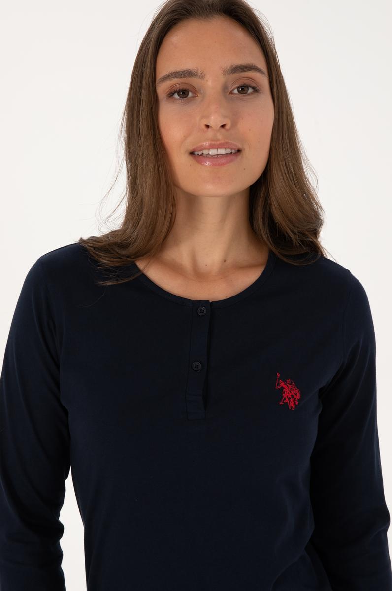 Kadın Lacivert Yılbaşı Temalı Pijama Takımı