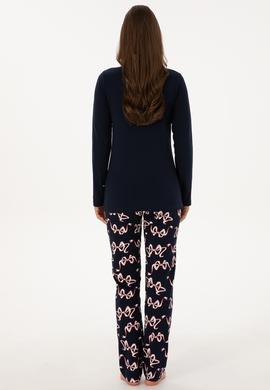 Kadın Lacivert Yılbaşı Temalı Pijama Takımı - 50318894008