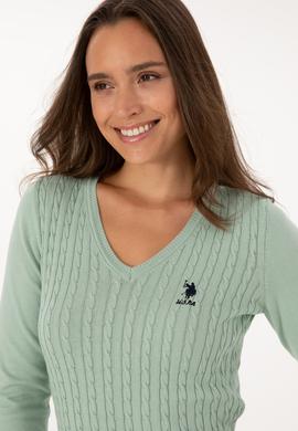 Kadın Su Yeşili Basic Kazak - 50289486043