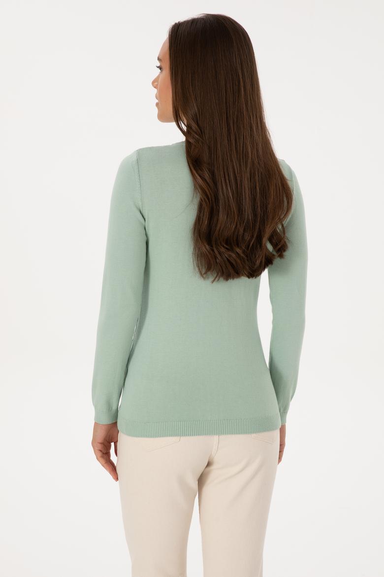 Kadın Su Yeşili Basic Kazak - 50289486043