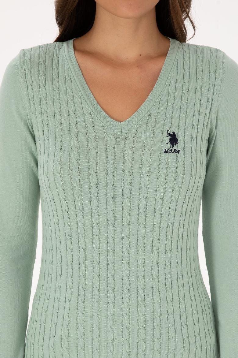 Kadın Su Yeşili Basic Kazak - 50289486043