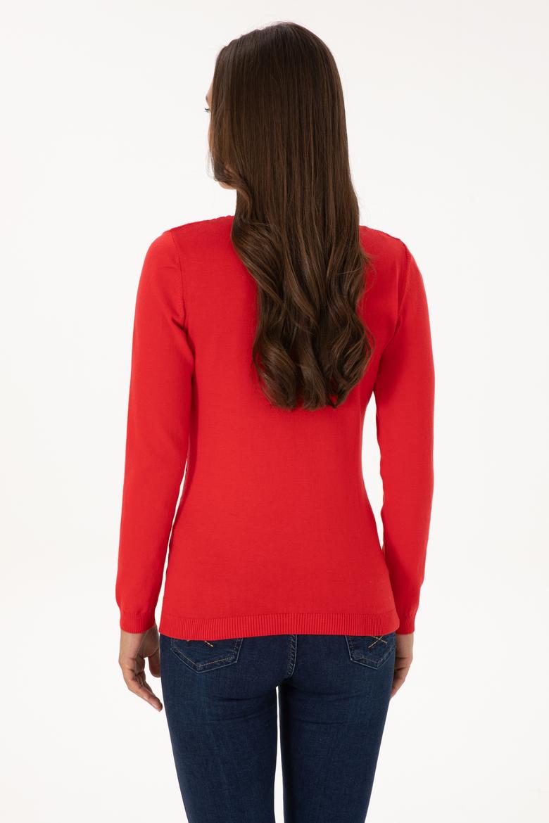 Kadın Kırmızı Basic Kazak - 50289486022