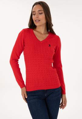 Kadın Kırmızı Basic Kazak - 50289486022