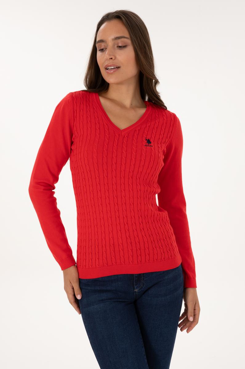 Kadın Kırmızı Basic Kazak