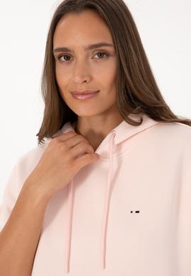 Kadın Açık Pembe Şardonlu Kapüşonlu Sweatshırt - 50313567119