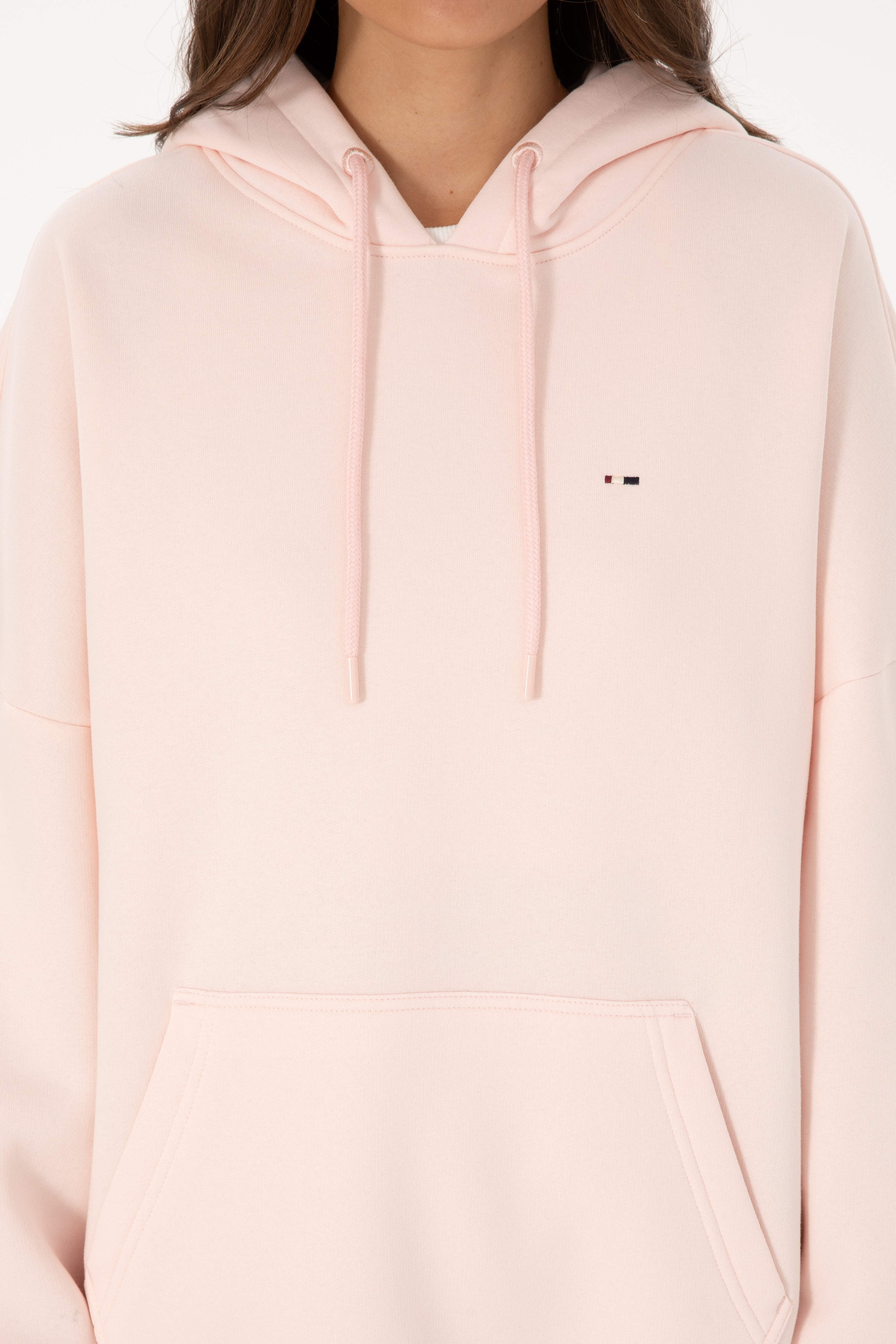 Kadın Açık Pembe Şardonlu Kapüşonlu Sweatshırt - Image 6