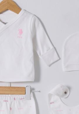 Kız Bebek Beyaz Hastane Çıkışı %100 Pamuk 5'li Zıbın Set - 50322822001