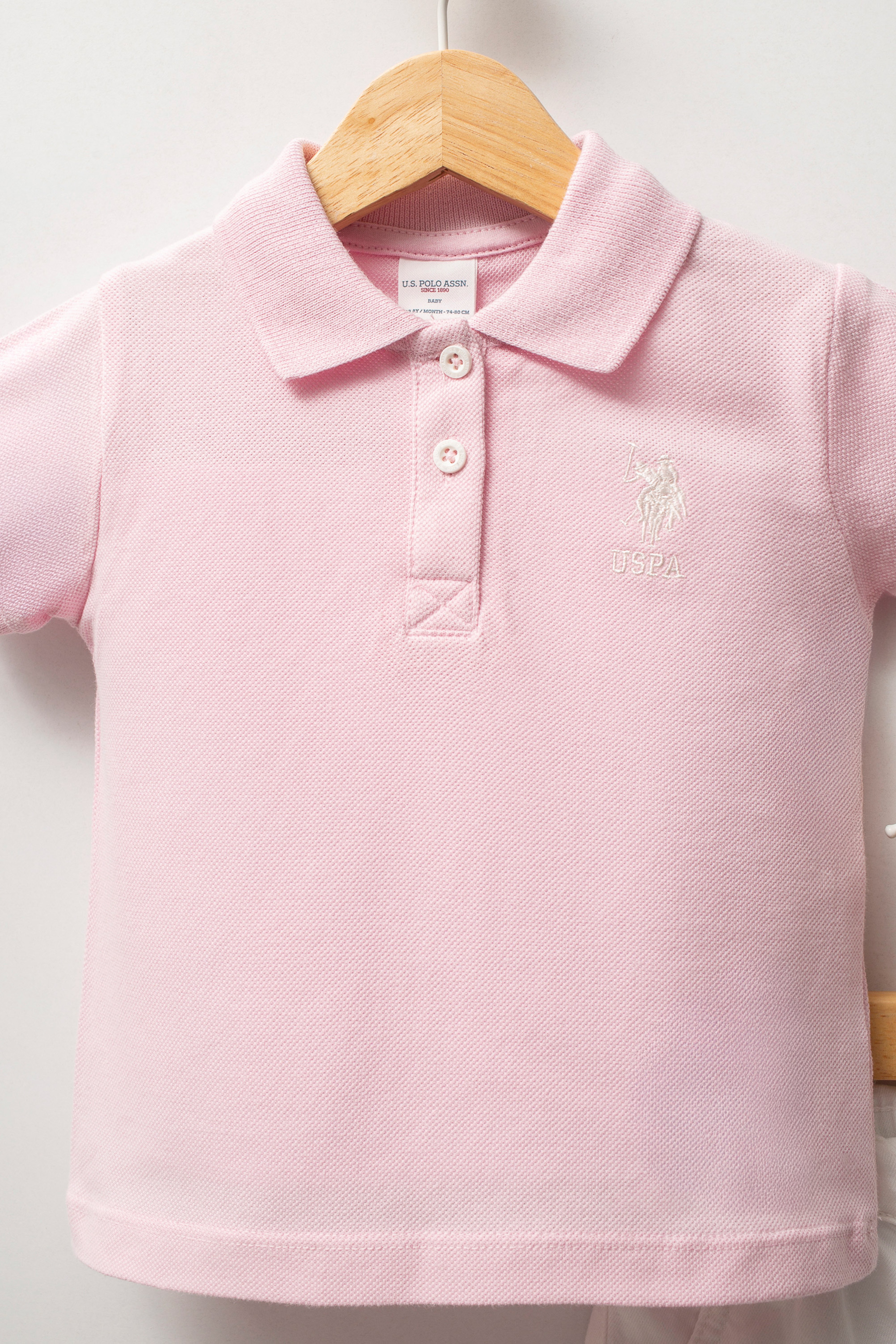 Kız Bebek Toz Pembe %100 Pamuk Polo Yaka Tişört Jean Pantolon Takım 2'li - Image 3