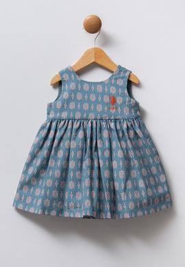 Kız Bebek Mavi Sırt Detaylı Elbise - 50322895006