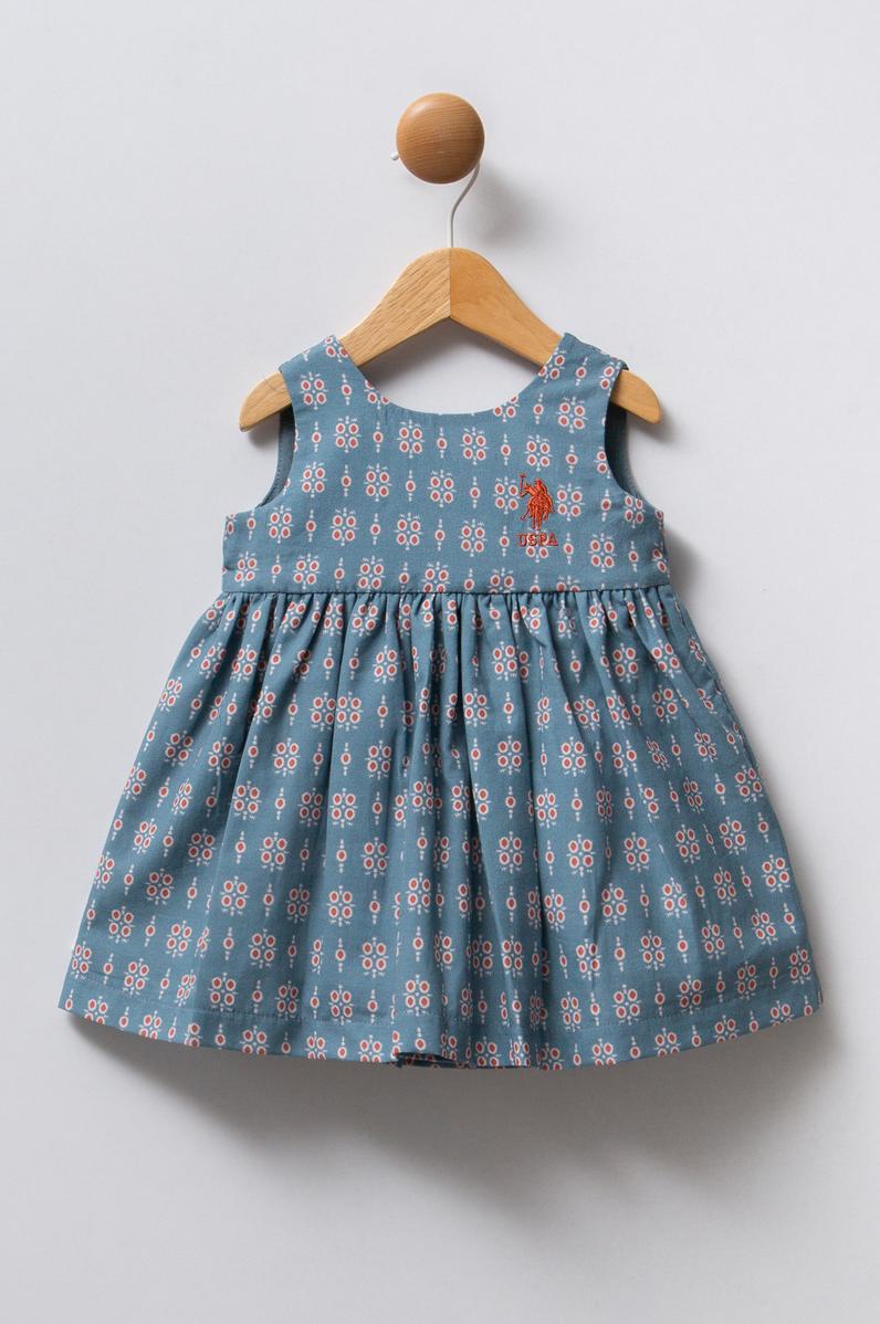 Kız Bebek Mavi Sırt Detaylı Elbise