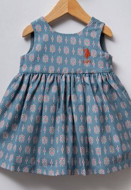 Kız Bebek Mavi Sırt Detaylı Elbise - 50322895006