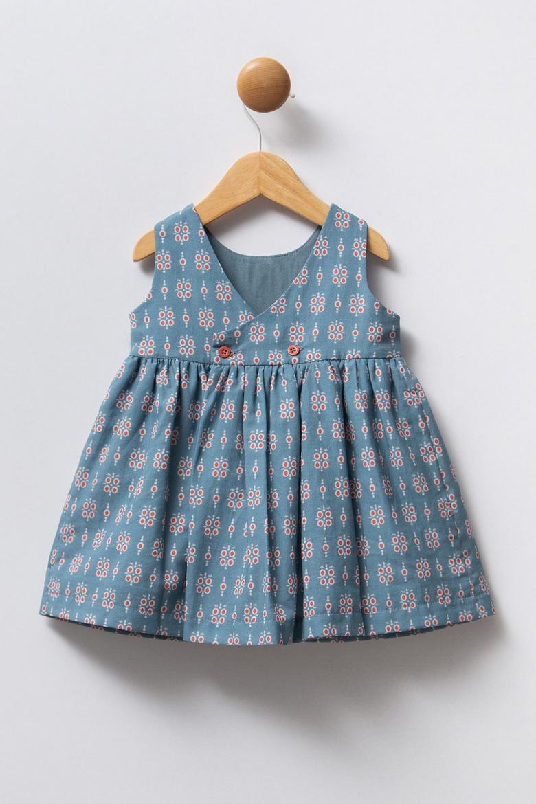 Kız Bebek Mavi Sırt Detaylı Elbise - 50322895006