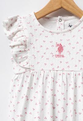 Kız Bebek Pembe Minimal Desen Fırfırlı Kısa Tulum - 50322897007