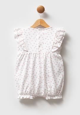 Kız Bebek Pembe Minimal Desen Fırfırlı Kısa Tulum - 50322897007