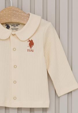 Kız Bebek Krem Gökyüzü Desenli Fitilli %100 Pamuk 3'lü Pijama Takımı - 50322801003