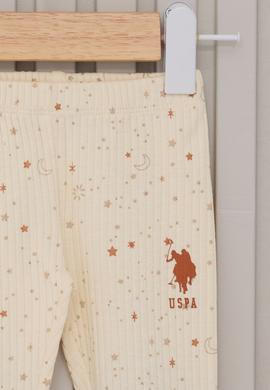 Kız Bebek Krem Gökyüzü Desenli Fitilli %100 Pamuk 3'lü Pijama Takımı - 50322801003