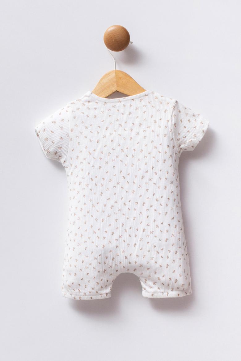Kız Bebek Beyaz Minimal Çiçek Desenli Kısa Tulum - 50322899001