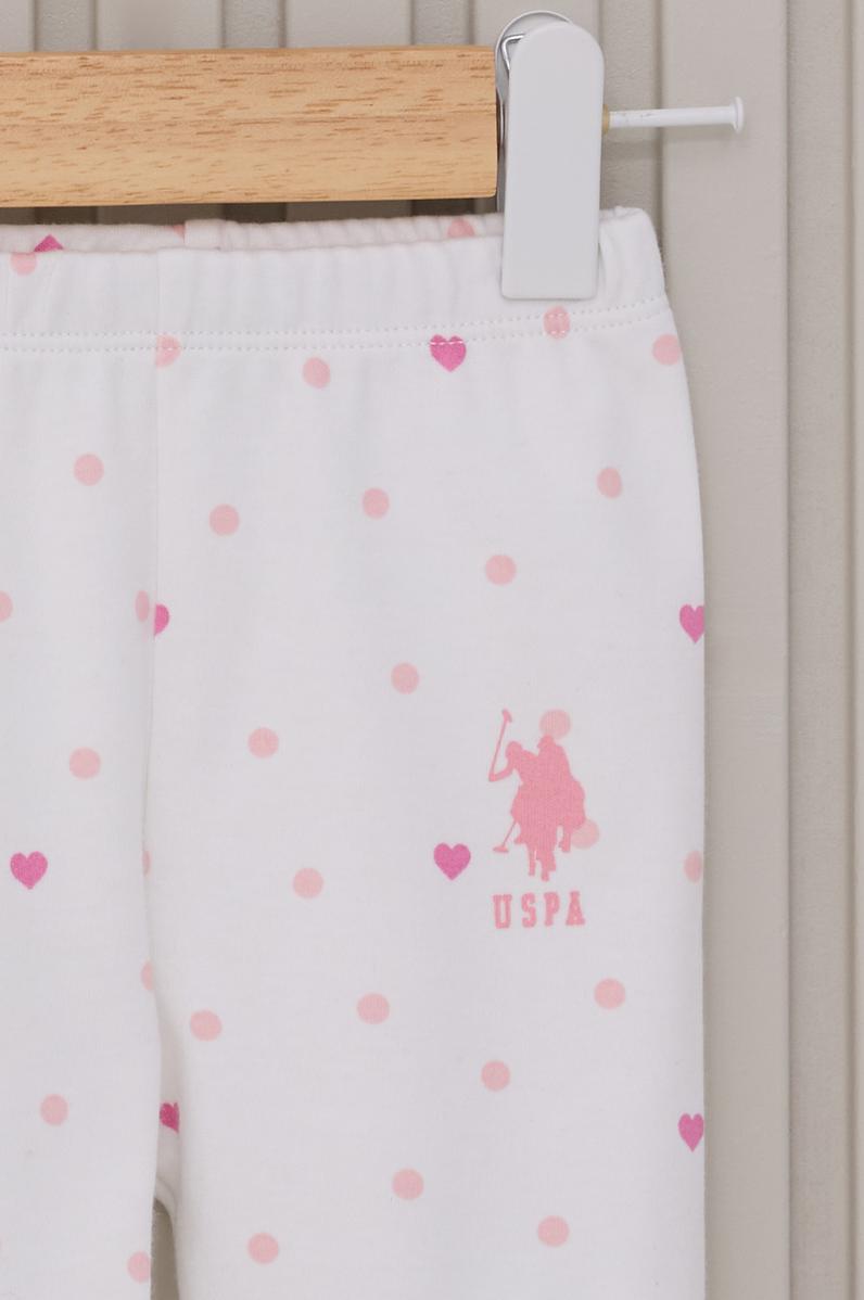 Kız Bebek Beyaz Desenli %100 Pamuk 3'lü Pijama Takımı