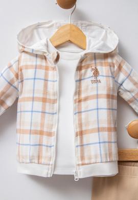 Kız Bebek Beyaz Ekose Desenli %100 Pamuk 3'lü Takım - 50322878003