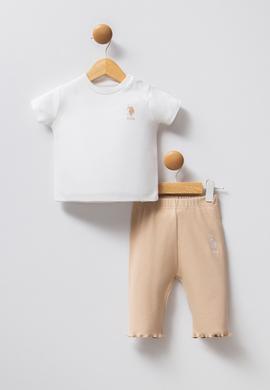 Kız Bebek Beyaz Ekose Desenli %100 Pamuk 3'lü Takım - 50322878003