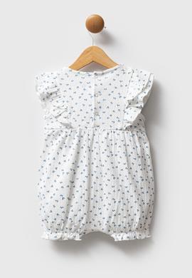 Kız Bebek Mavi Minimal Desen Fırfırlı Kısa Tulum - 50322897001