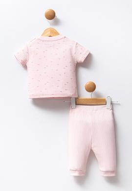 Kız Bebek Pembe Fitilli %100 Pamuk Pijama Takımı - 50322901005