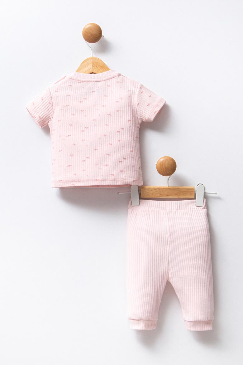 Kız Bebek Pembe Fitilli %100 Pamuk Pijama Takımı - 50322901005