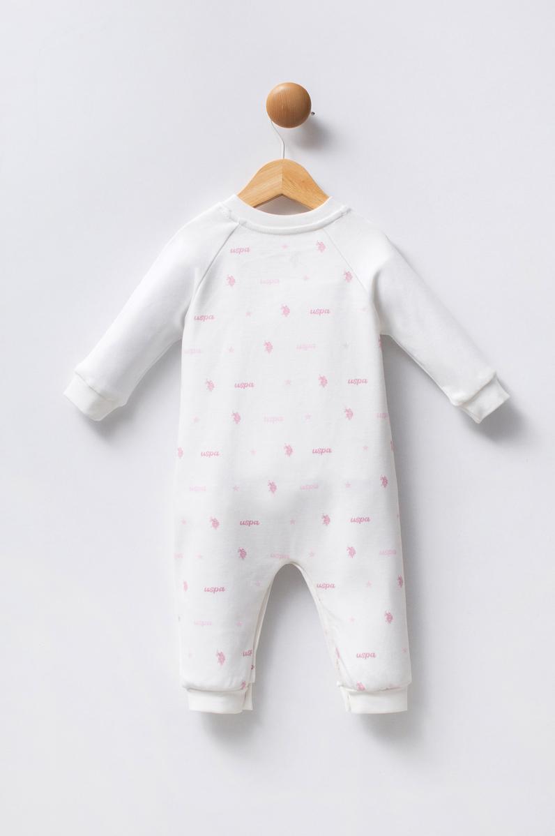 Kız Bebek Beyaz Patlı %100 Pamuk Tulum