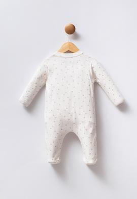 Kız Bebek Beyaz Fermuarlı %100 Pamuk Patikli Tulum - 50322825003