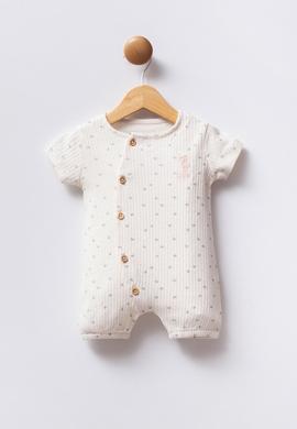 Kız Bebek Beyaz %100 Pamuk Kısa Tulum - 50322826001