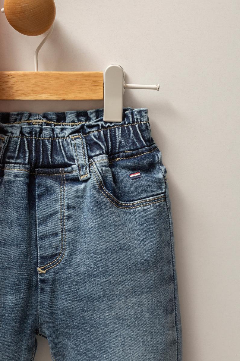 Kız Bebek Somon %100 Pamuk Polo Yaka Tişört Jean Pantolon Takım 2'li