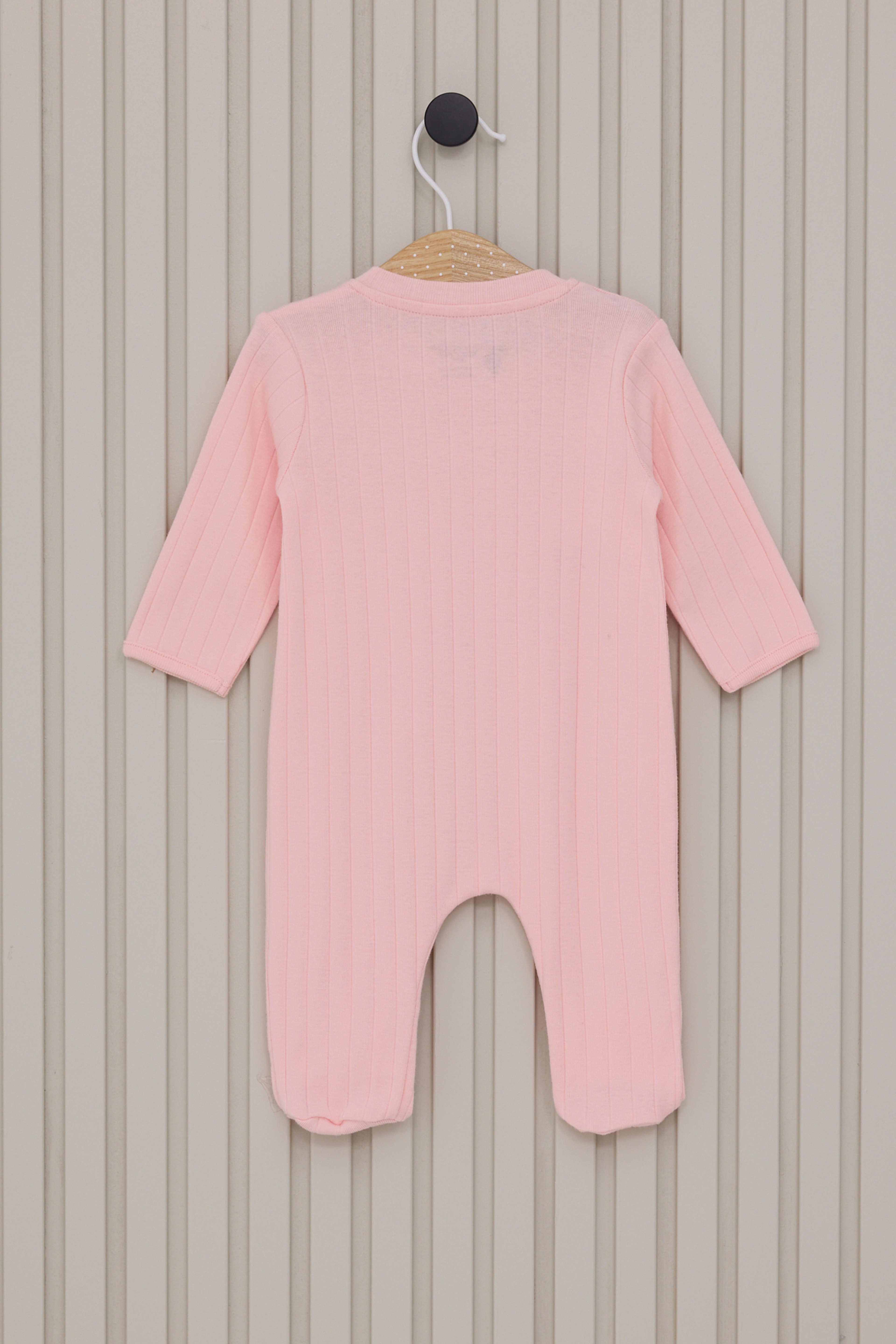 Kız Bebek Açık Pembe Fermuarlı %100 Pamuk Patikli Tulum - Image 2