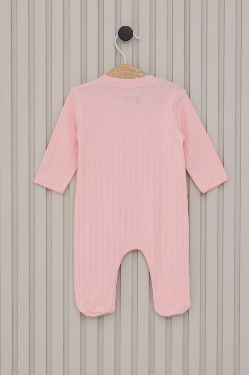 Kız Bebek Açık Pembe Fermuarlı %100 Pamuk Patikli Tulum