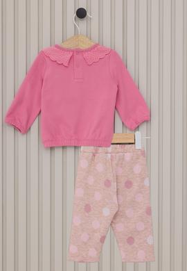 Kız Bebek Pembe Yaka Detaylı 2'li Pijama Takımı - 50322812001