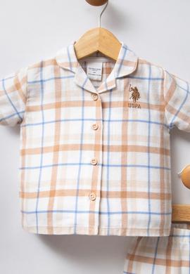 Kız Bebek Beyaz Ekose Desenli 2'li Pijama Takımı - 50322877001