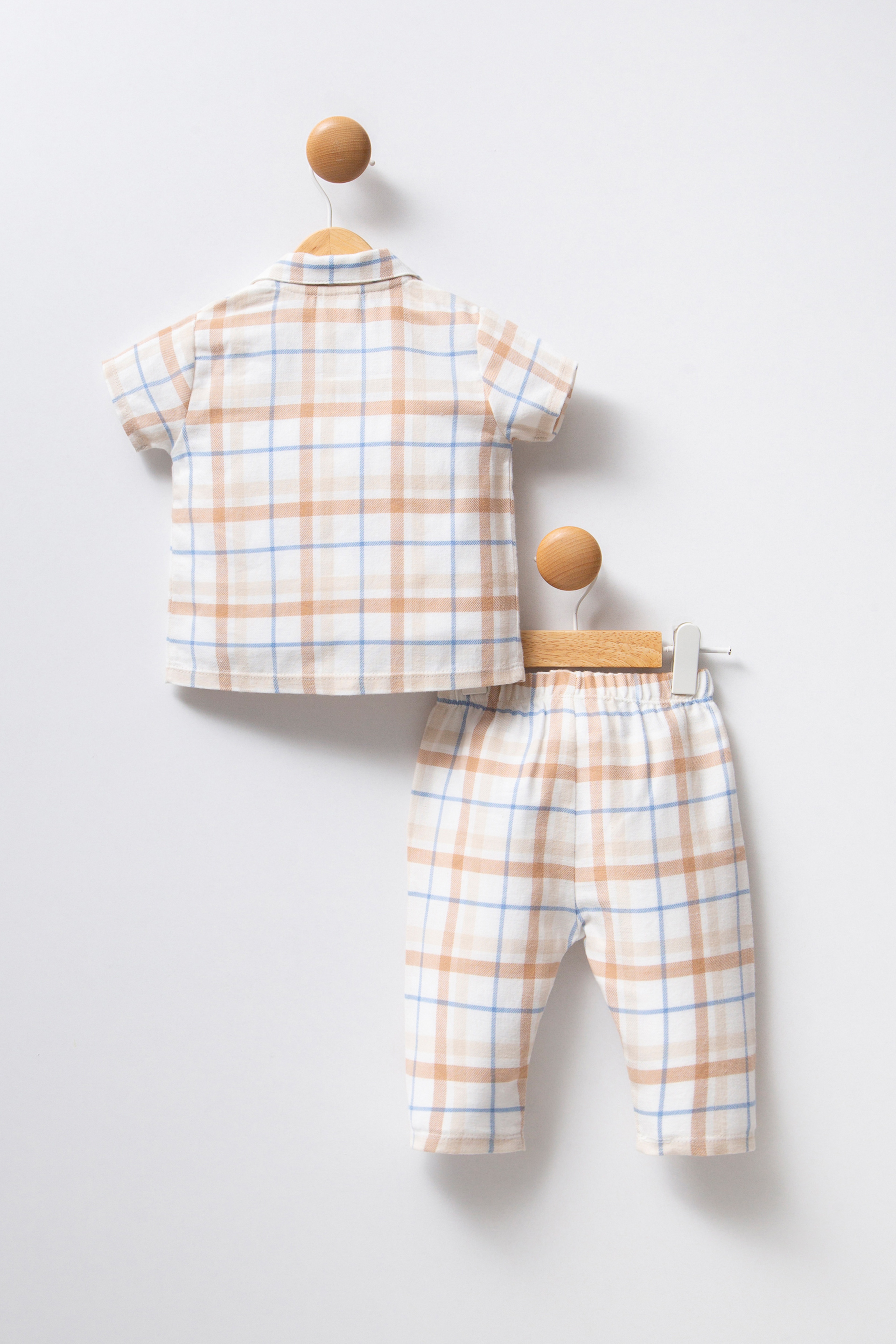 Kız Bebek Beyaz Ekose Desenli 2'li Pijama Takımı - Image 2