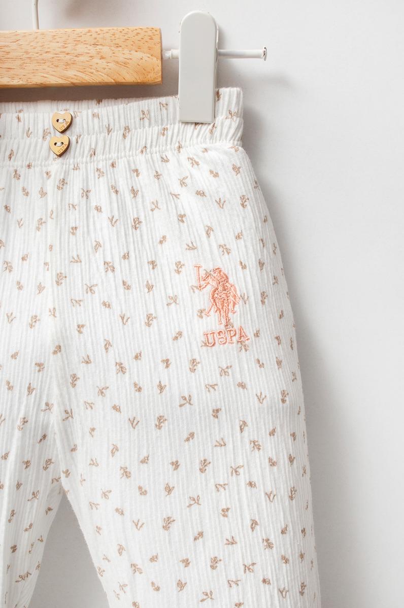 Kız Bebek Pudra Minimal Desen Pijama Takımı