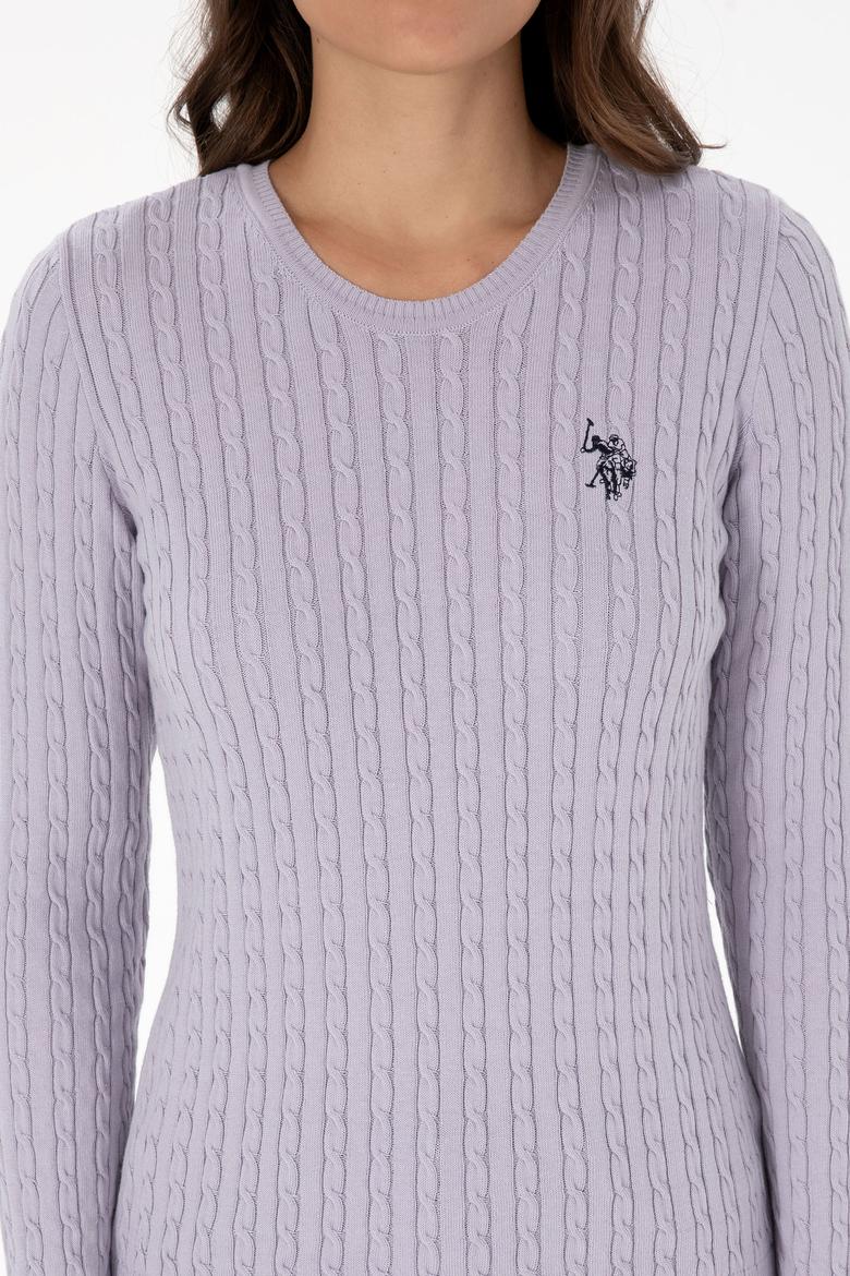 Kadın Mor Bisiklet Yaka Basic Kazak - 50313626098