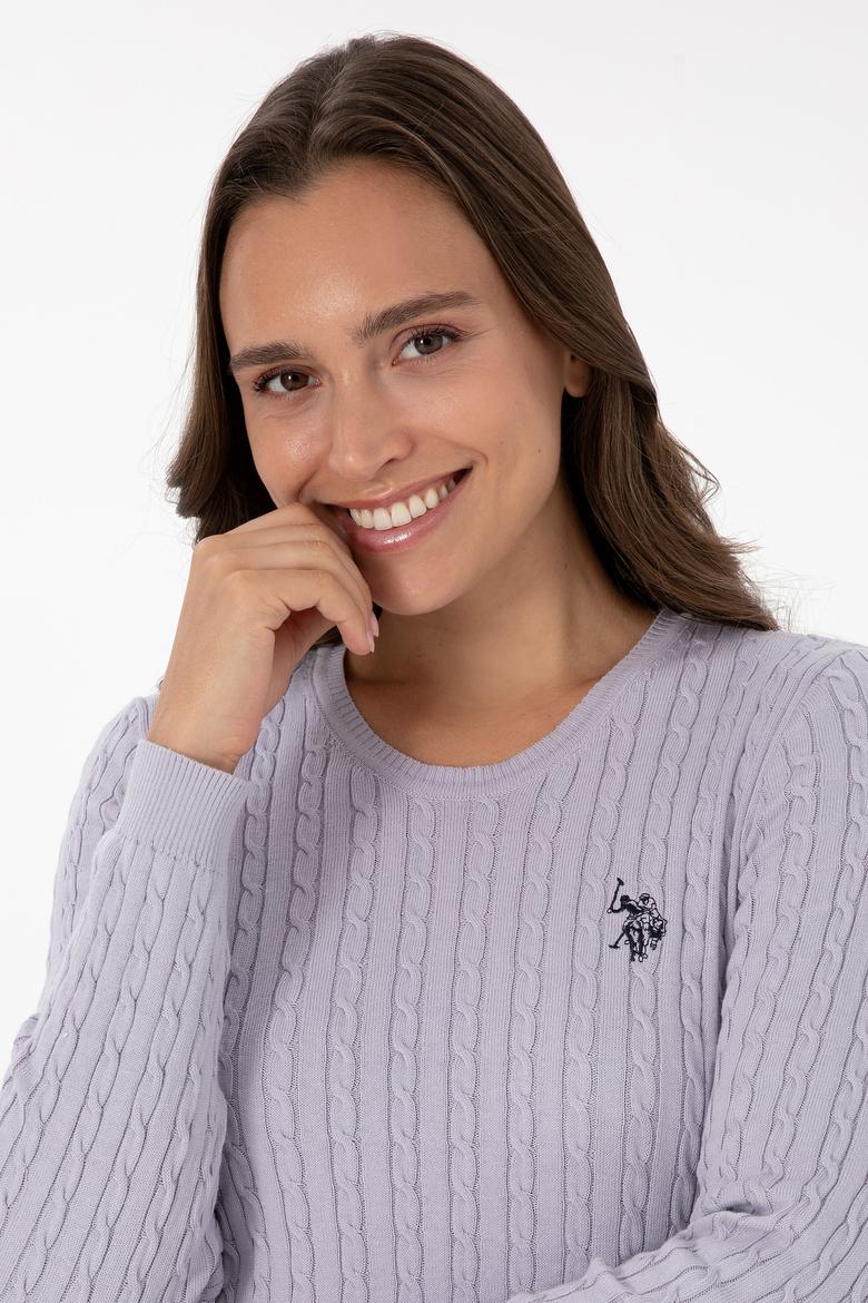 Kadın Mor Bisiklet Yaka Basic Kazak - 50313626098