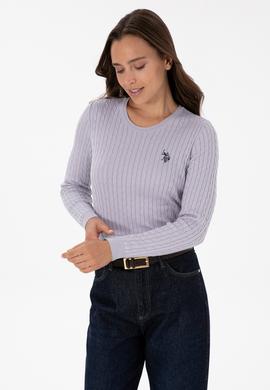 Kadın Mor Bisiklet Yaka Basic Kazak - 50313626098