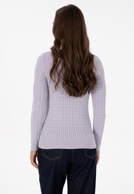 Kadın Mor Bisiklet Yaka Basic Kazak - 50313626098