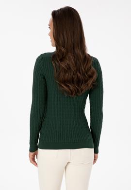 Kadın Koyu Yeşil Bisiklet Yaka Basic Kazak - 50313626089