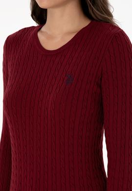 Kadın Bordo Bisiklet Yaka Basic Kazak - 50313626021