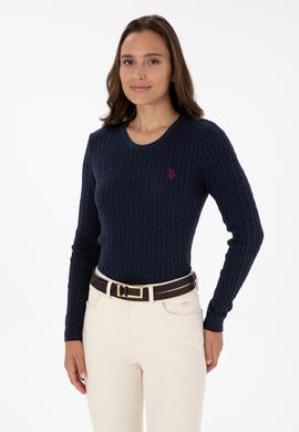 Kadın Lacivert Bisiklet Yaka Basic Kazak - 50313626007