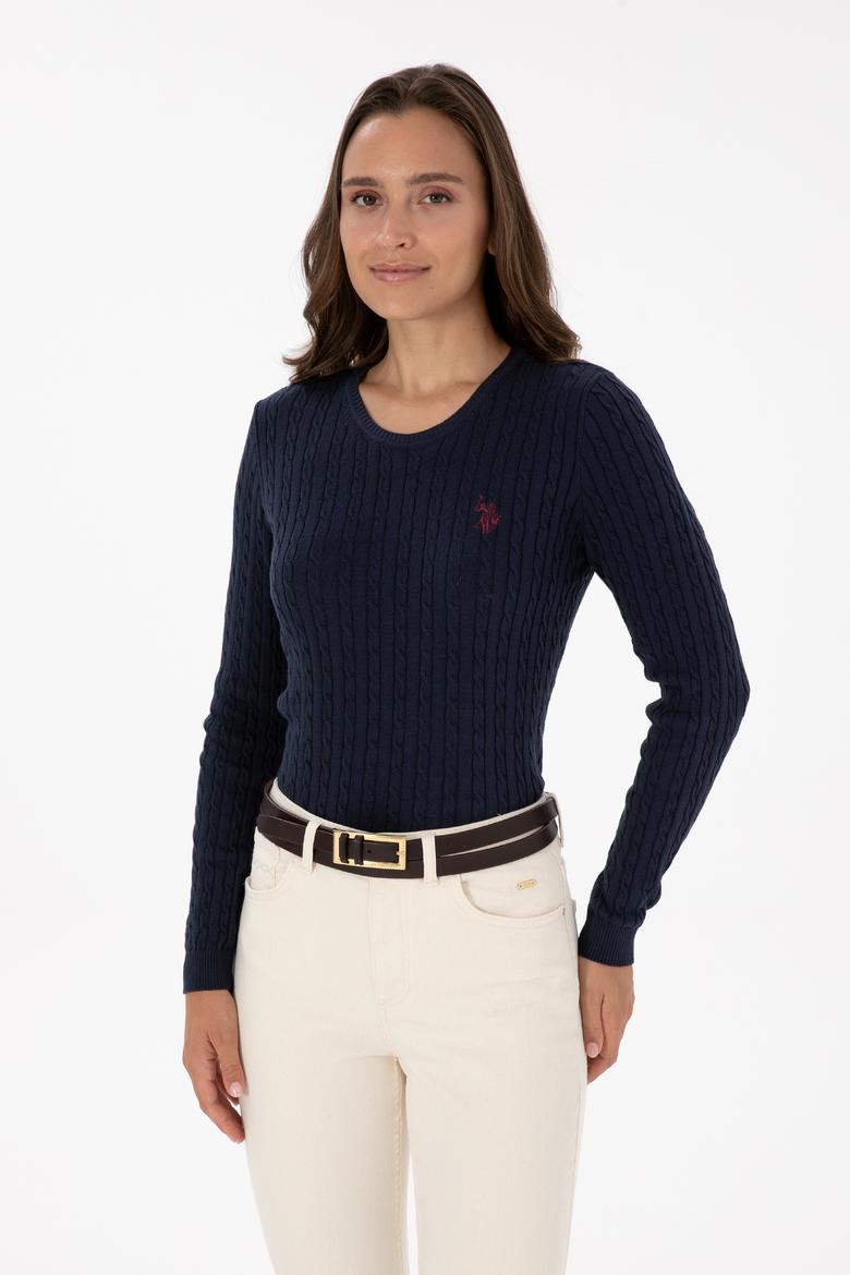 Kadın Lacivert Bisiklet Yaka Basic Kazak - 50313626007