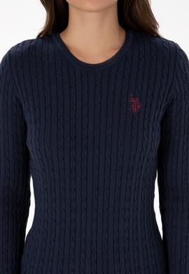 Kadın Lacivert Bisiklet Yaka Basic Kazak - 50313626007