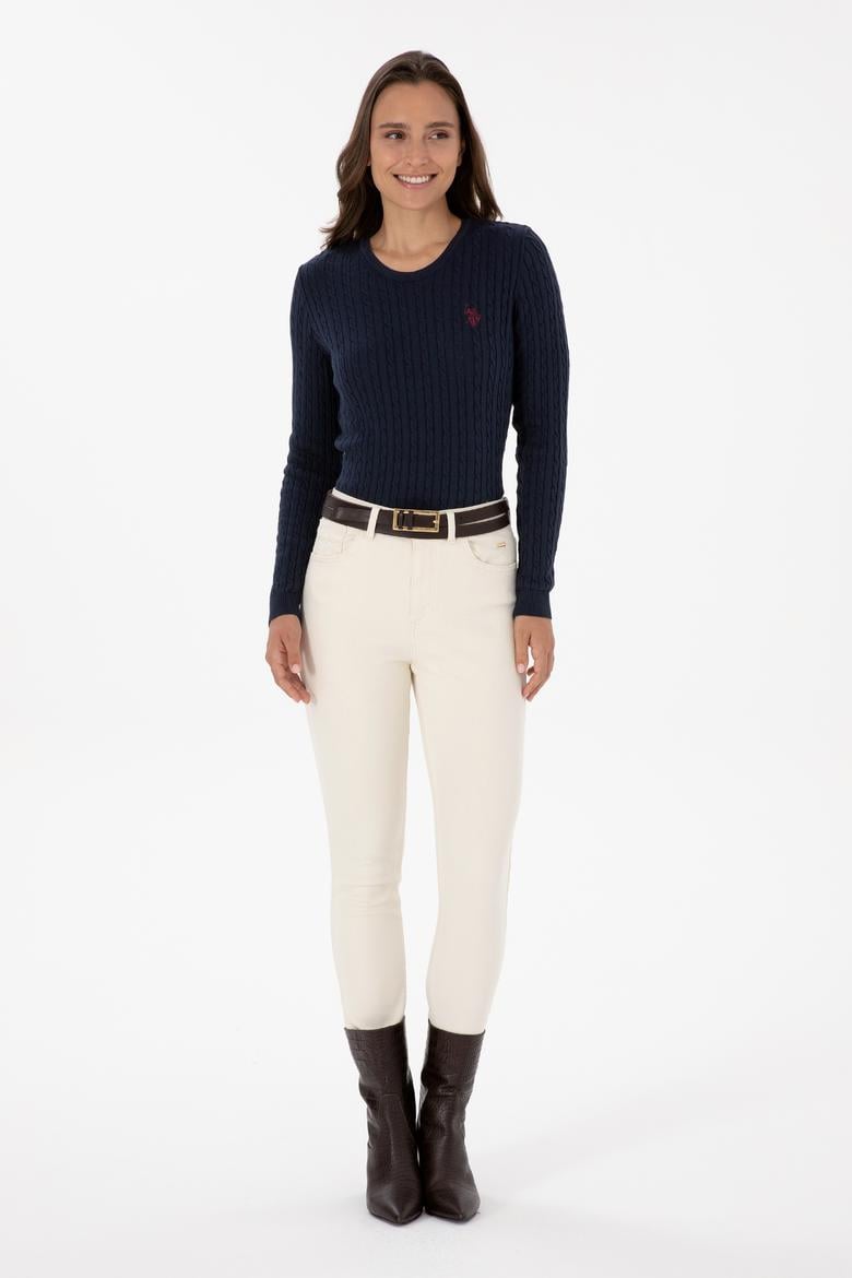 Kadın Lacivert Bisiklet Yaka Basic Kazak - 50313626007