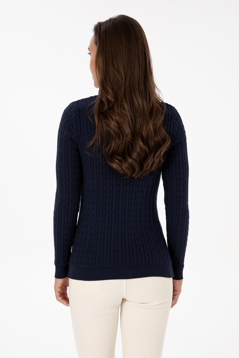 Kadın Lacivert Bisiklet Yaka Basic Kazak - 50313626007