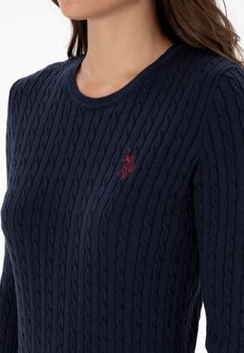 Kadın Lacivert Bisiklet Yaka Basic Kazak - 50313626007